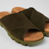 Camper Sandalias | Sandalia Con Tira Cruzada De Nobuk Verde Para Hombre