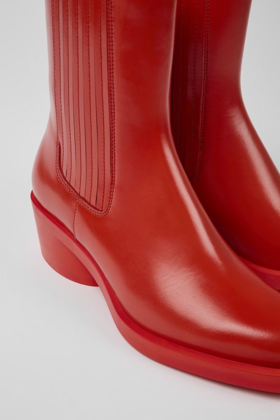 Camper Zapatos De Vestir | Botas Rojas De Piel Para Mujer