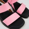 Camper Sandalias | Sandalia Con Dos Tiras De Piel Rosa Para Mujer