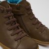 Camper Zapatos De Cordones | Botines Marrones De Piel Para Ninos