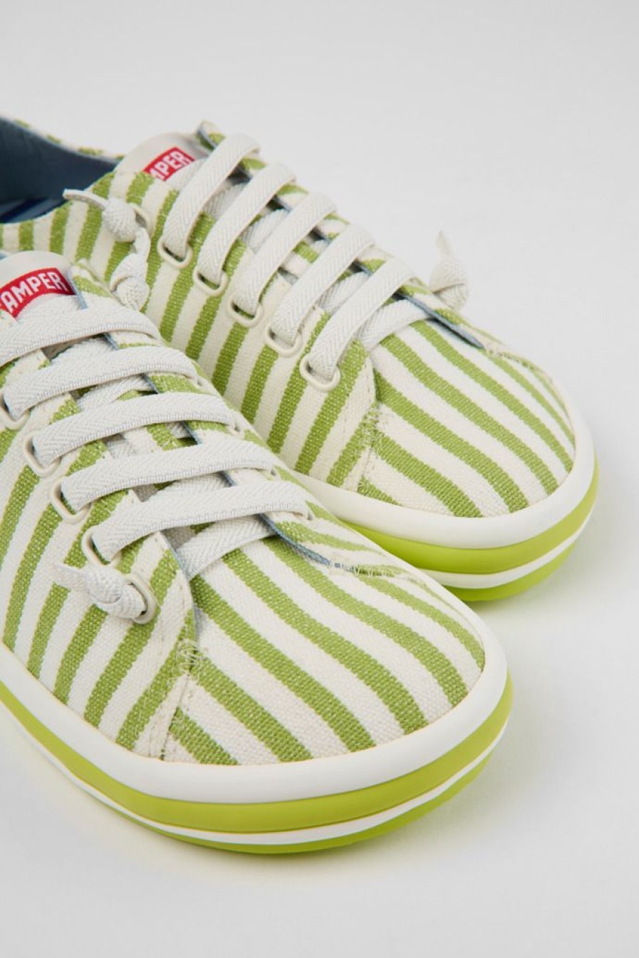 Camper Zapatillas | Sneakers Verdes Y Blancas De Tejido Para Mujer