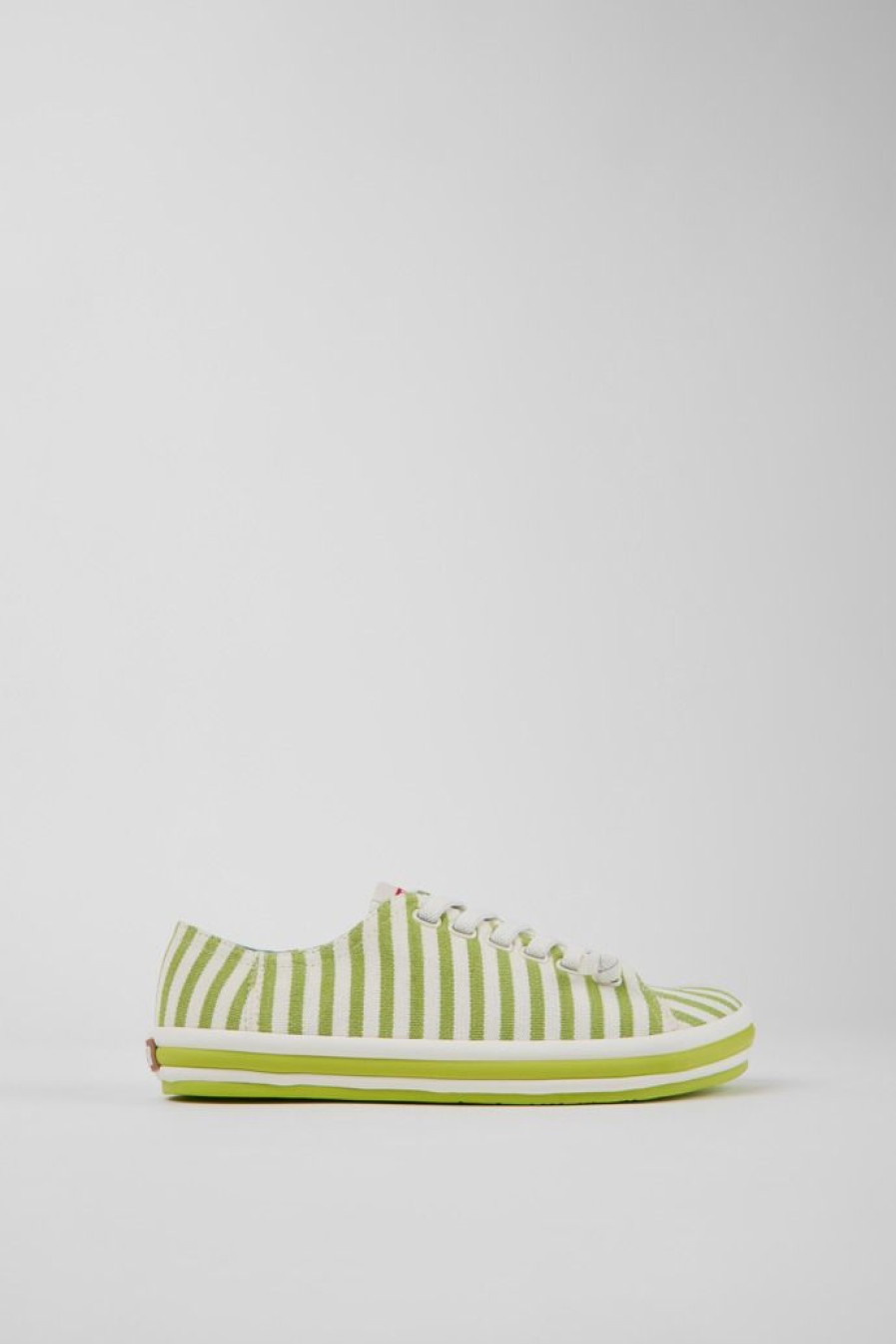 Camper Zapatillas | Sneakers Verdes Y Blancas De Tejido Para Mujer