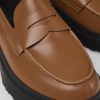 Camper Zapatos Planos | Mocasines Marrones De Piel Para Mujer