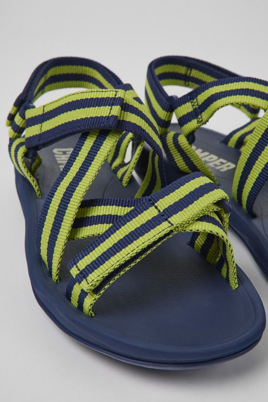 Camper Sandalias | Sandalias Azules Y Amarillas De Tejido Para Hombre