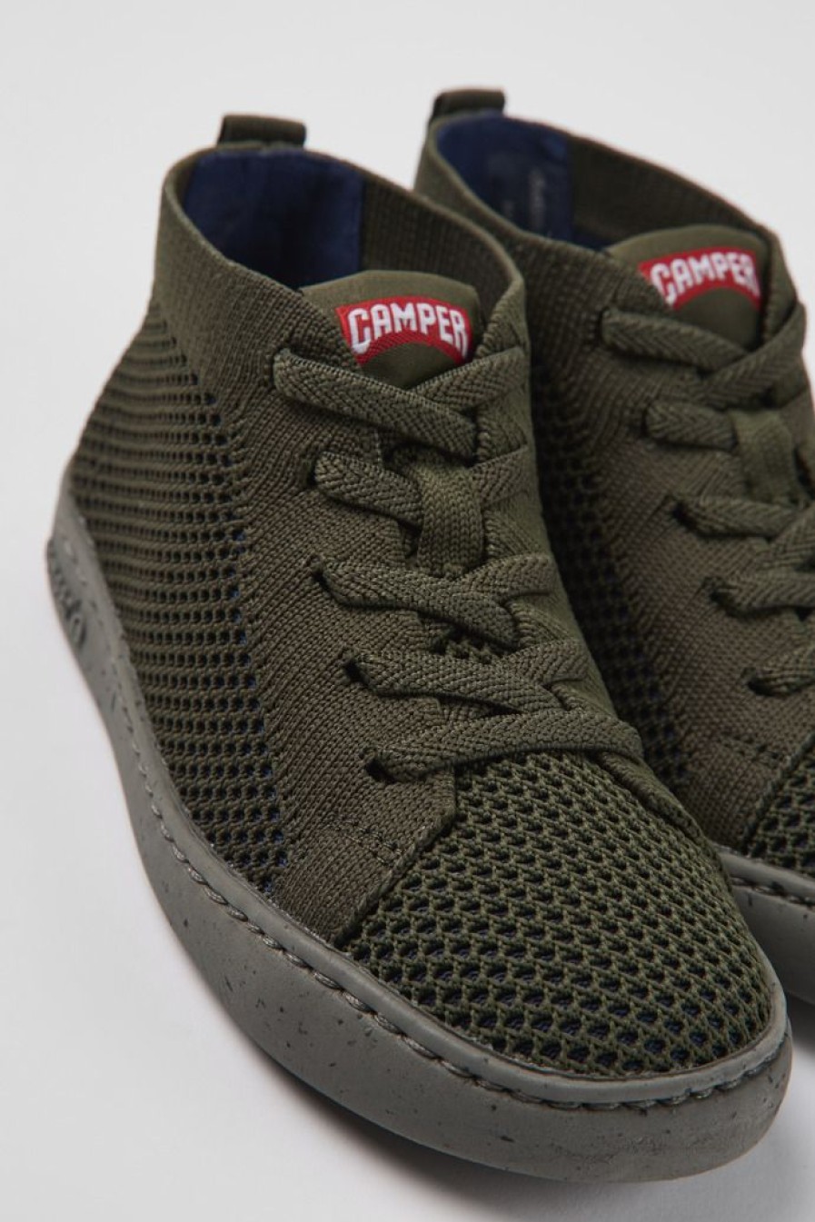 Camper Zapatillas | Botines Verdes De Tejido Para Ninos