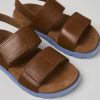 Camper Sandalias | Sandalia De Piel Marron Con Dos Tiras