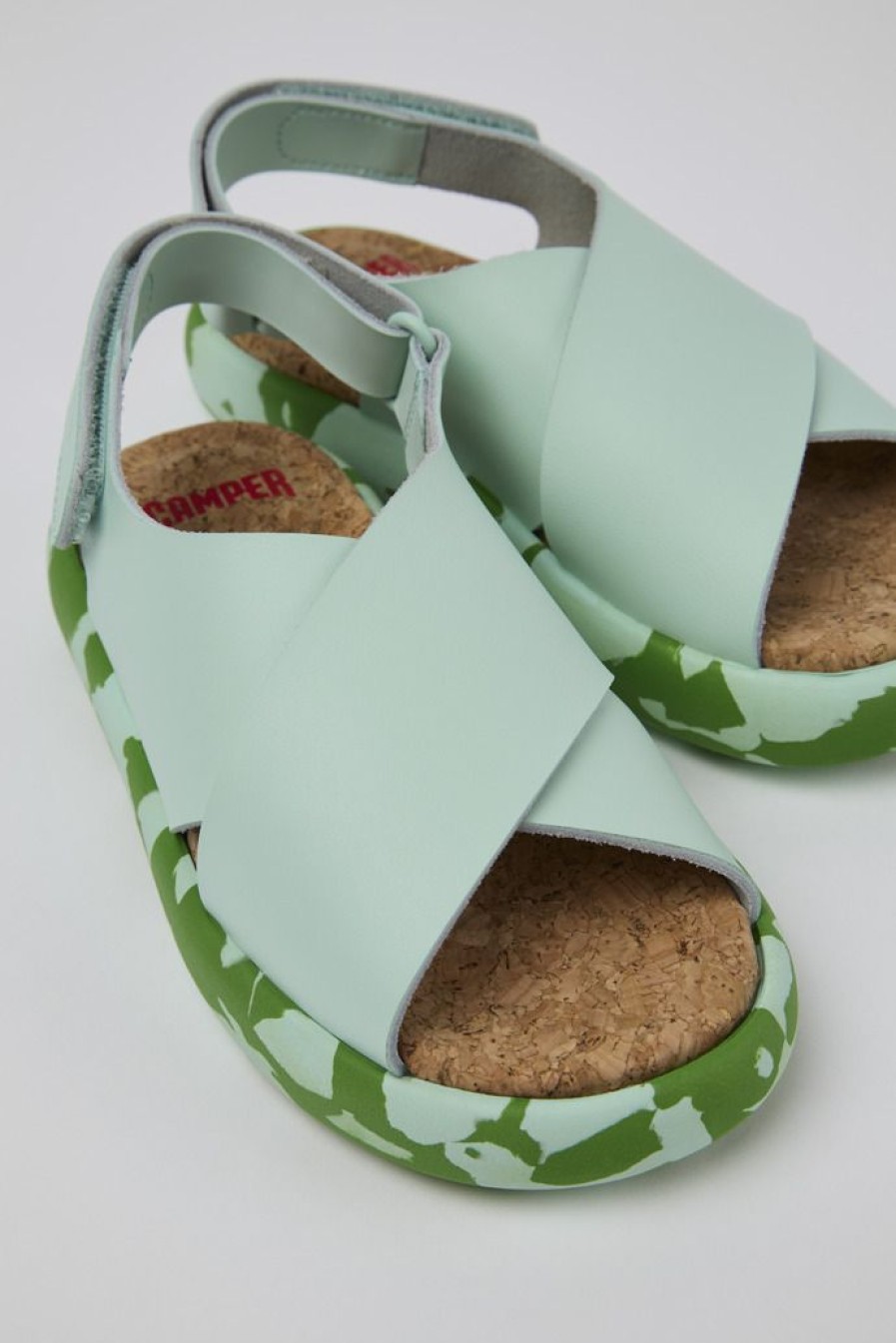 Camper Sandalias | Sandalia De Piel Azul Con Tira En X