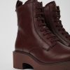 Camper Zapatos De Tacon | Botas Burdeos Con Cordones Para Mujer