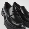 Camper Zapatos De Vestir | Mocasines Negros De Piel Para Mujer