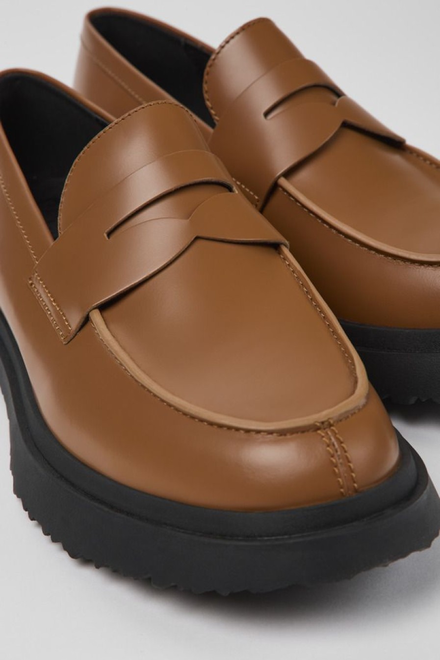 Camper Zapatos De Vestir | Mocasines Marrones De Piel Para Hombre