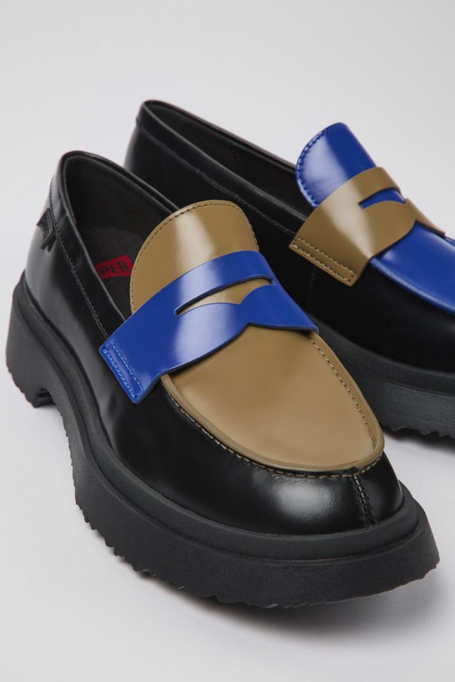 Camper Zapatos De Vestir | Mocasin De Piel Multicolor Para Mujer