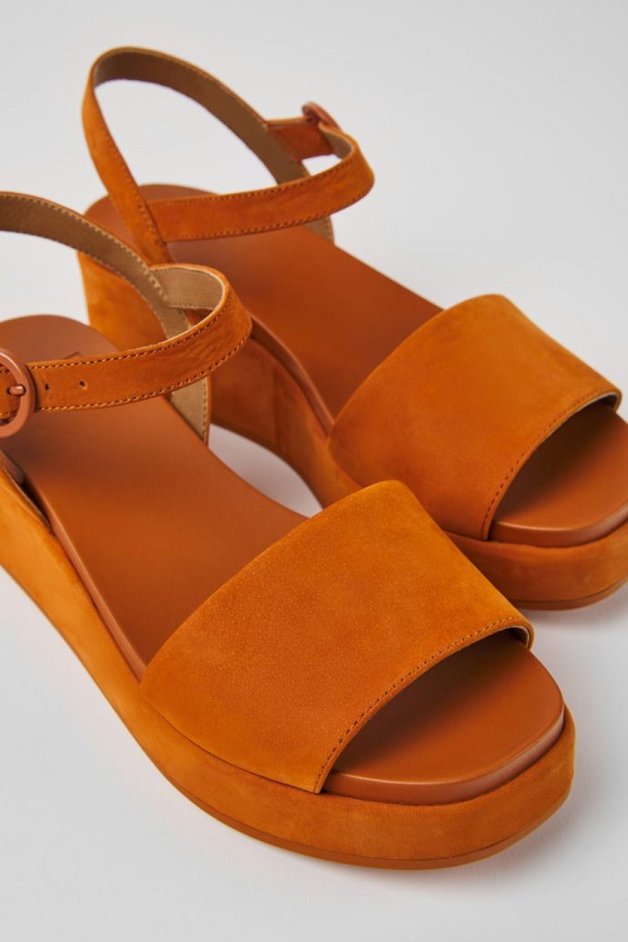 Camper Sandalias | Sandalias De Nobuk Marrones Para Mujer