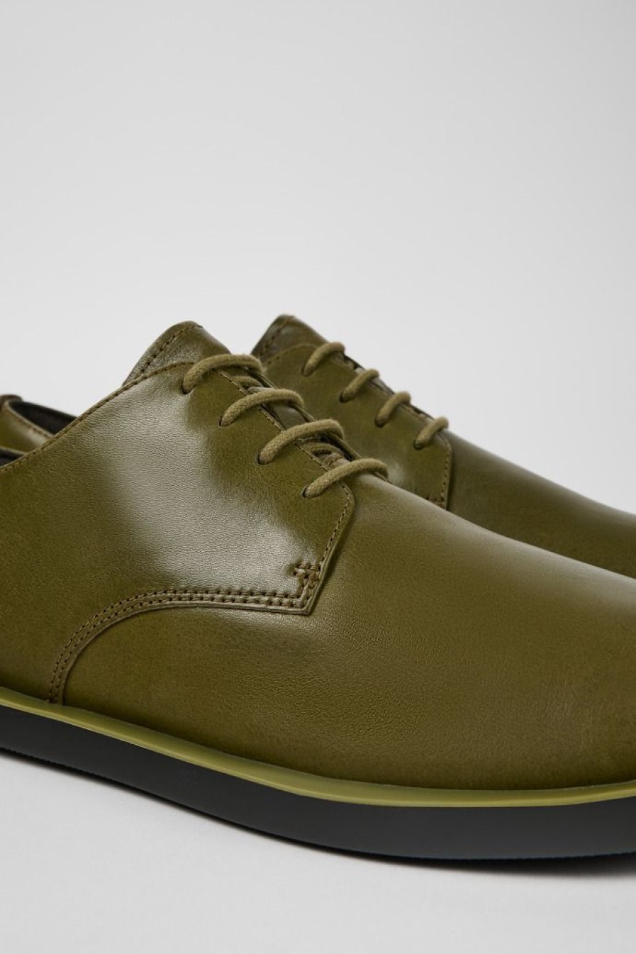 Camper Zapatos De Vestir | Zapato Blucher De Piel Verde Para Hombre