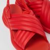 Camper Sandalias | Sandalias De Piel Rojas Para Mujer