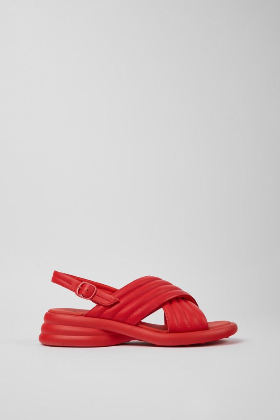 Camper Sandalias | Sandalias De Piel Rojas Para Mujer