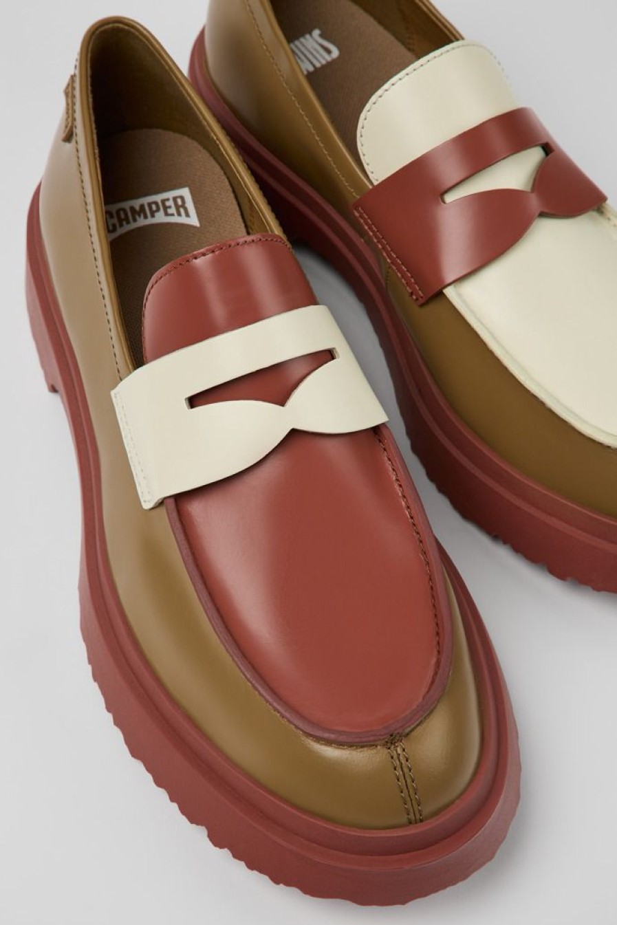 Camper Zapatos De Vestir | Mocasin De Piel Multicolor Para Hombre