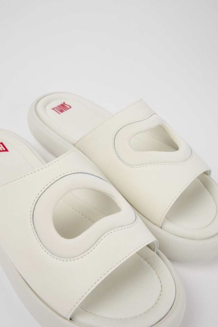 Camper Sandalias | Chancla De Piel/Tejido Blanca Para Hombre