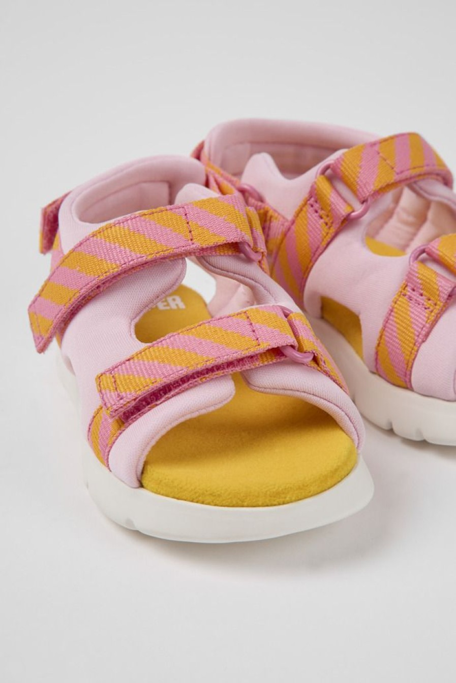 Camper Sandalias | Sandalias Rosas Y Naranjas De Tejido Para Ninos