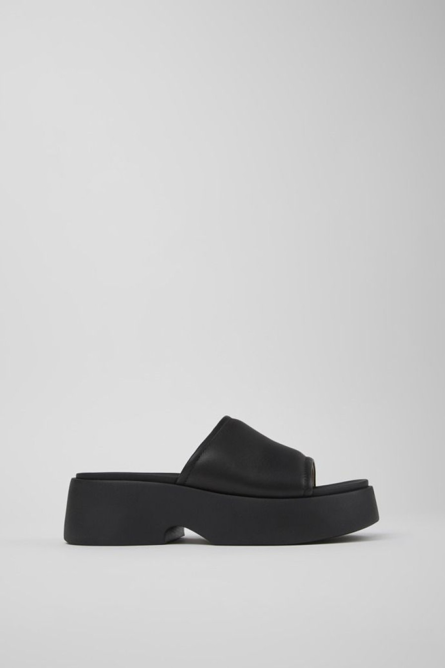 Camper Sandalias | Chancla De Piel Negra Para Mujer