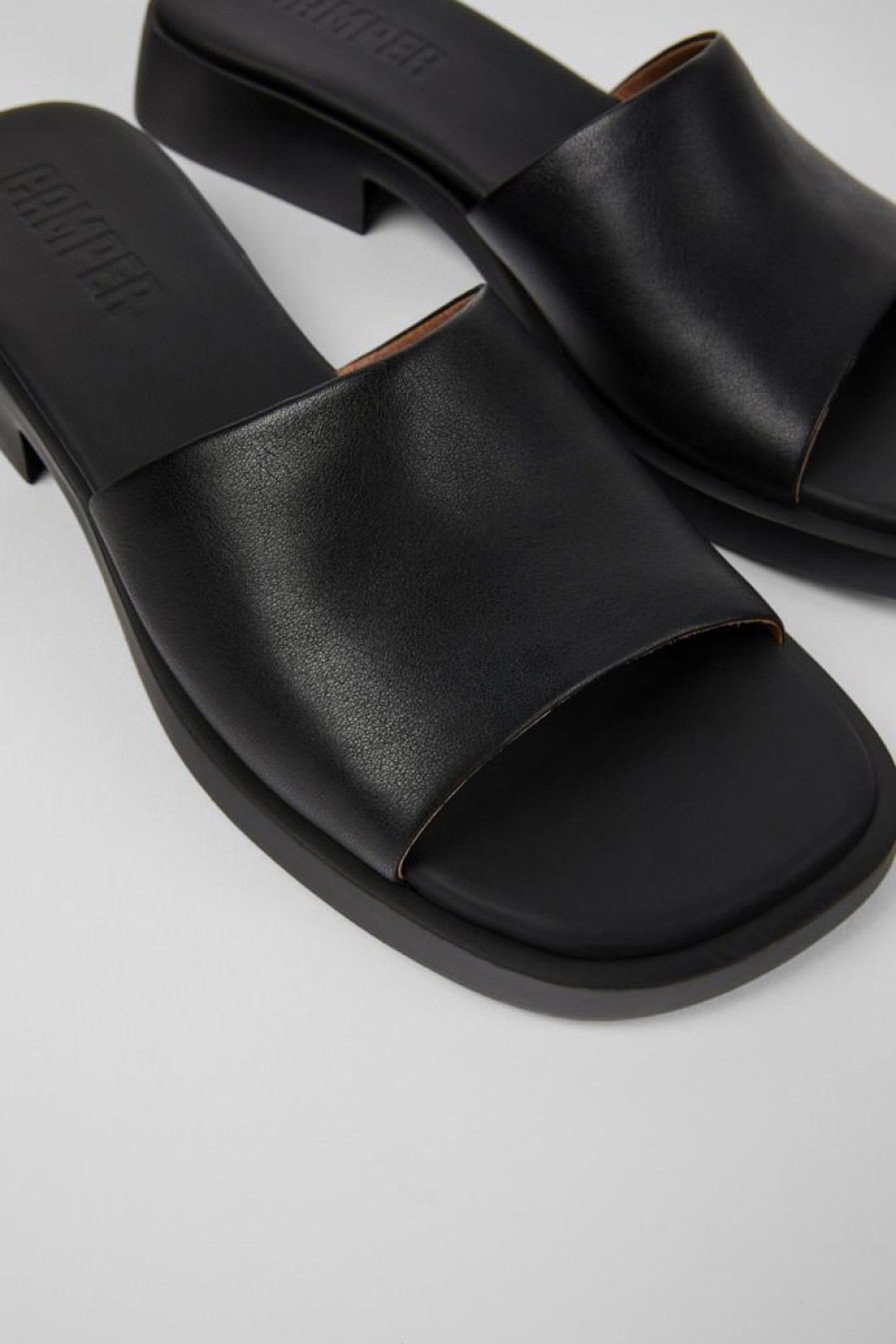 Camper Sandalias | Chancla De Piel Negra Para Mujer