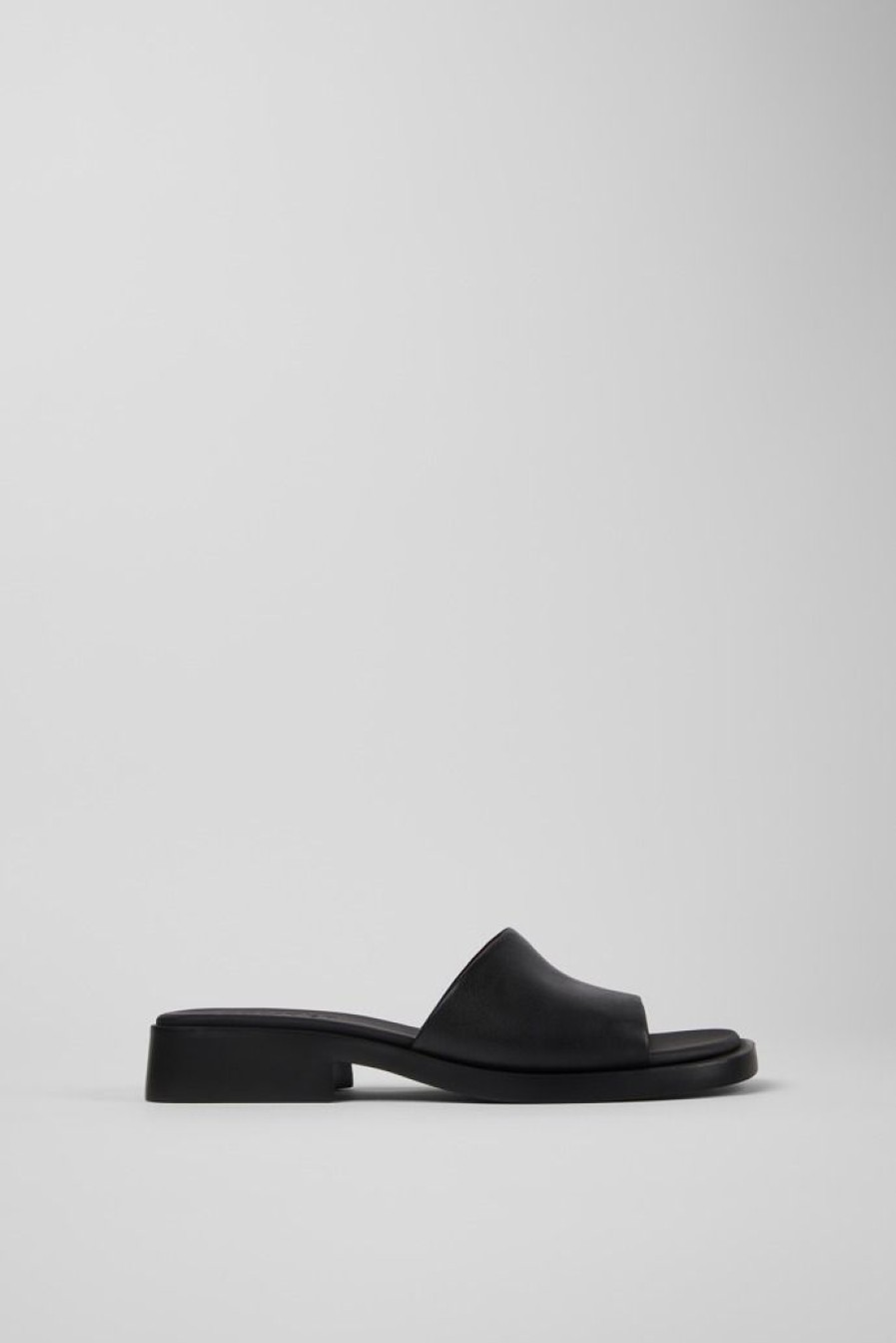 Camper Sandalias | Chancla De Piel Negra Para Mujer