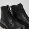 Camper Zapatos Planos | Botin De Vestir Negro Con Cordones