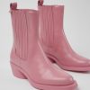 Camper Zapatos De Tacon | Botas Rosas De Piel Para Mujer