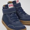 Camper Zapatillas | Botines Azul Oscuro De Piel Y Nobuk Para Ninos