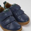 Camper Zapatillas | Zapatos Azul Oscuro De Piel Para Ninos