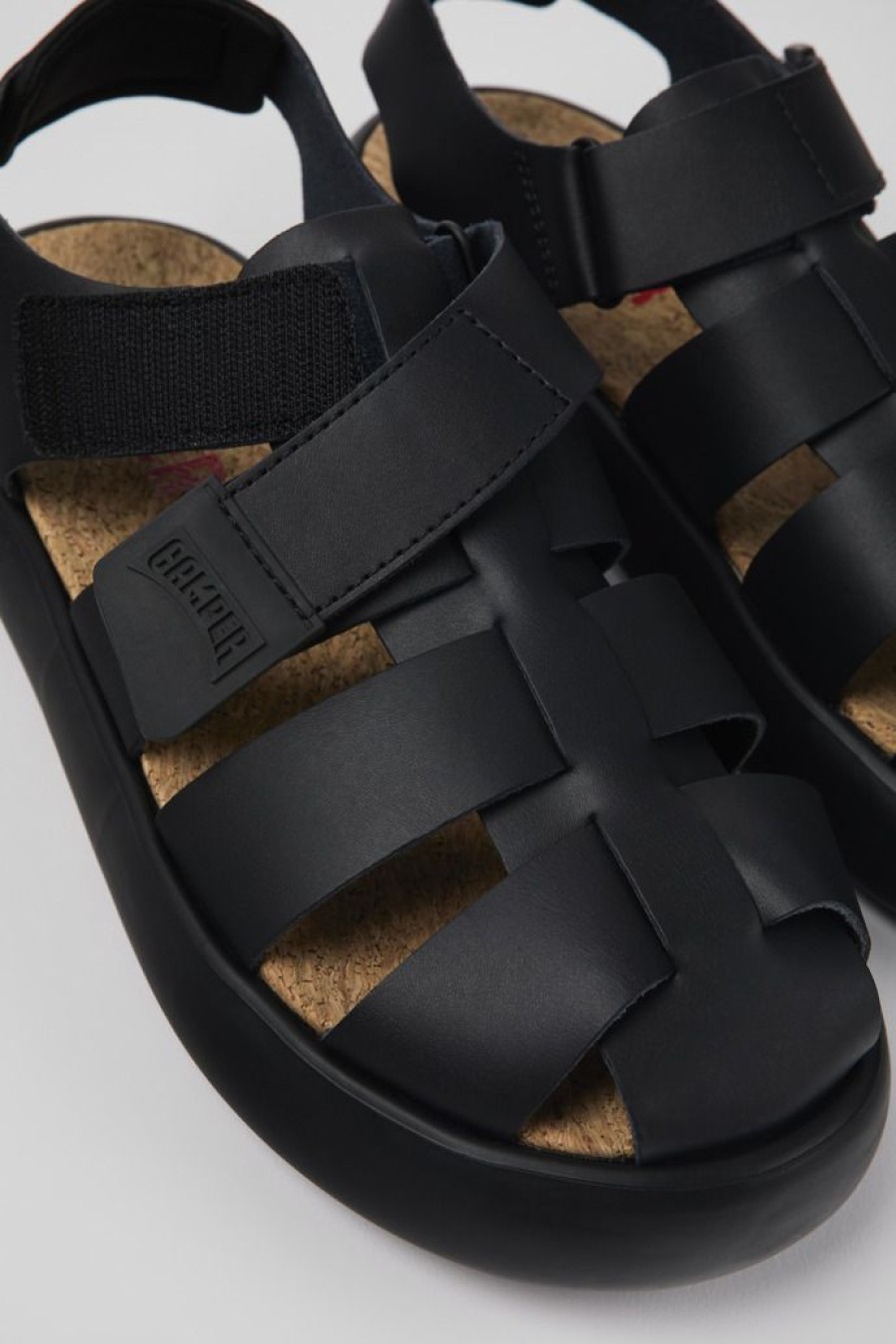 Camper Sandalias | Sandalia De Piel Negra Para Hombre