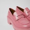 Camper Zapatos De Vestir | Mocasines Rosas De Piel Para Mujer