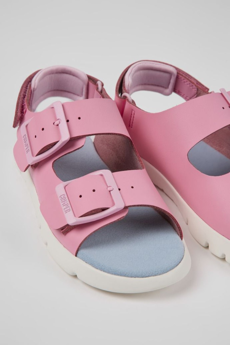 Camper Sandalias | Sandalias Rosas De Piel Para Ninos