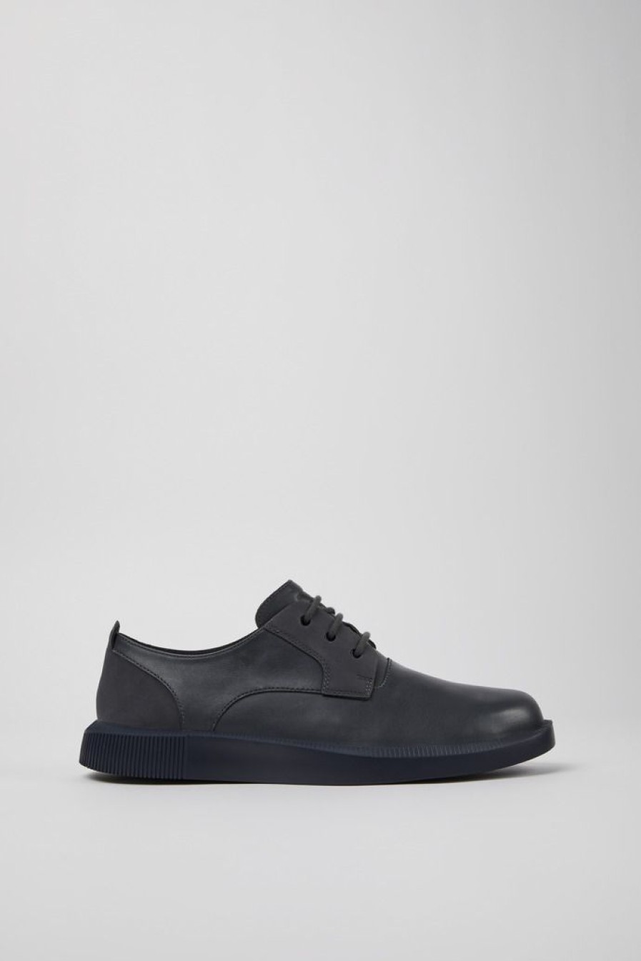 Camper Zapatos Casual | Zapatos Gris Oscuro De Piel Y Nobuk Para Hombre