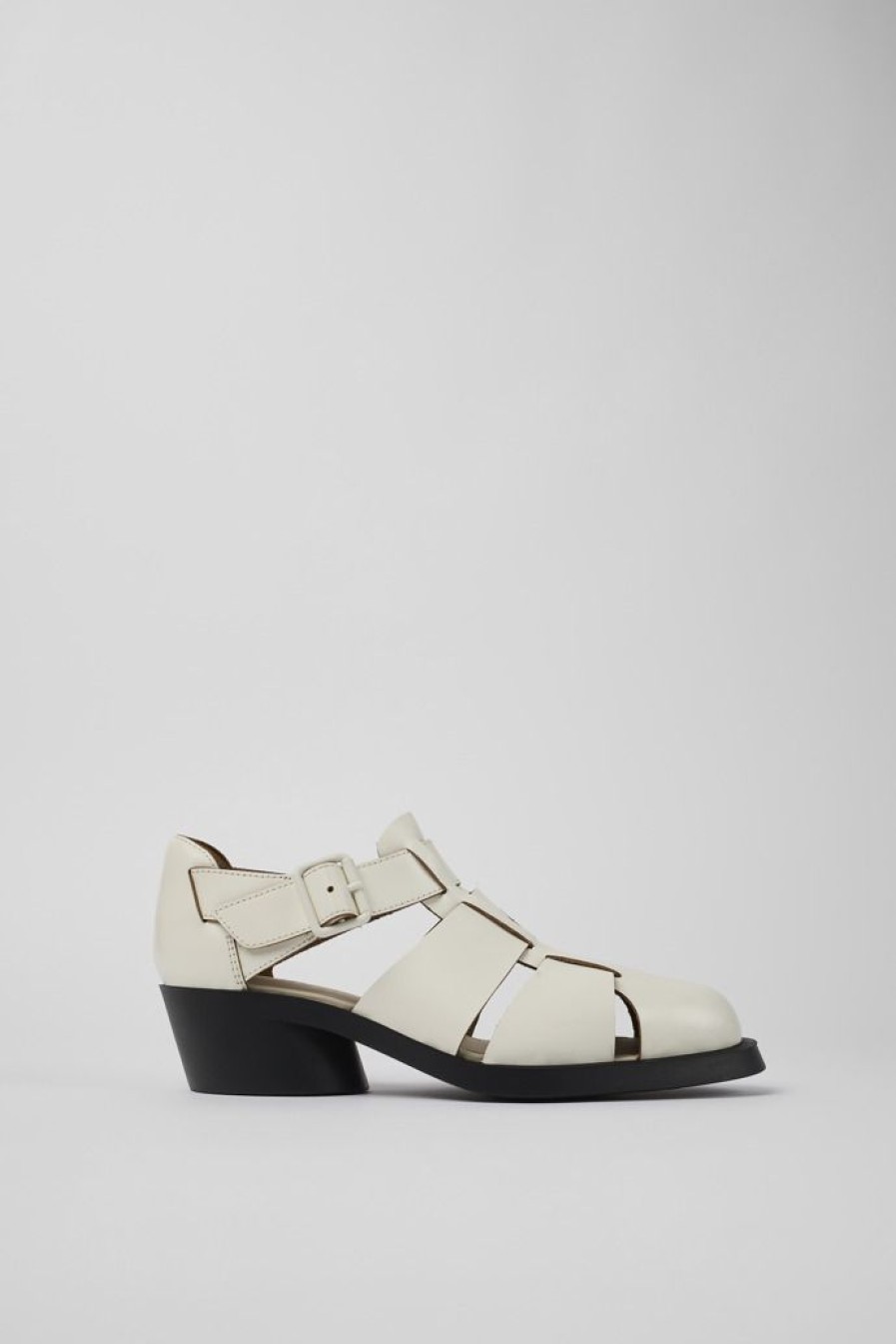 Camper Zapatos De Vestir | Sandalia De Piel Blanca Para Mujer