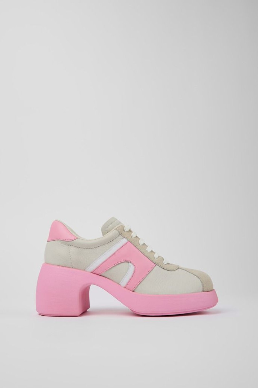 Camper Zapatos De Vestir | Zapato De Piel/Nobuk Blanco Para Mujer