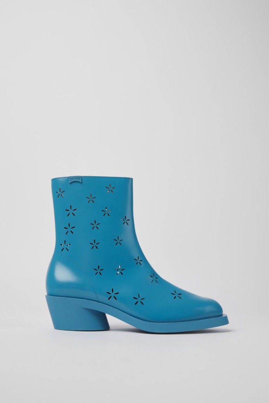 Camper Zapatos De Tacon | Botas Azules De Piel Para Mujer