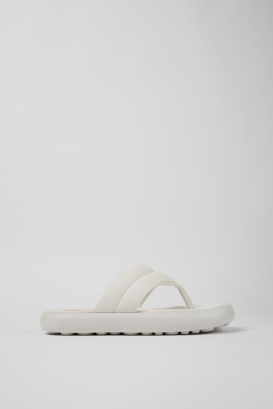 Camper Sandalias | Chancla De Piel Blanca Para Mujer