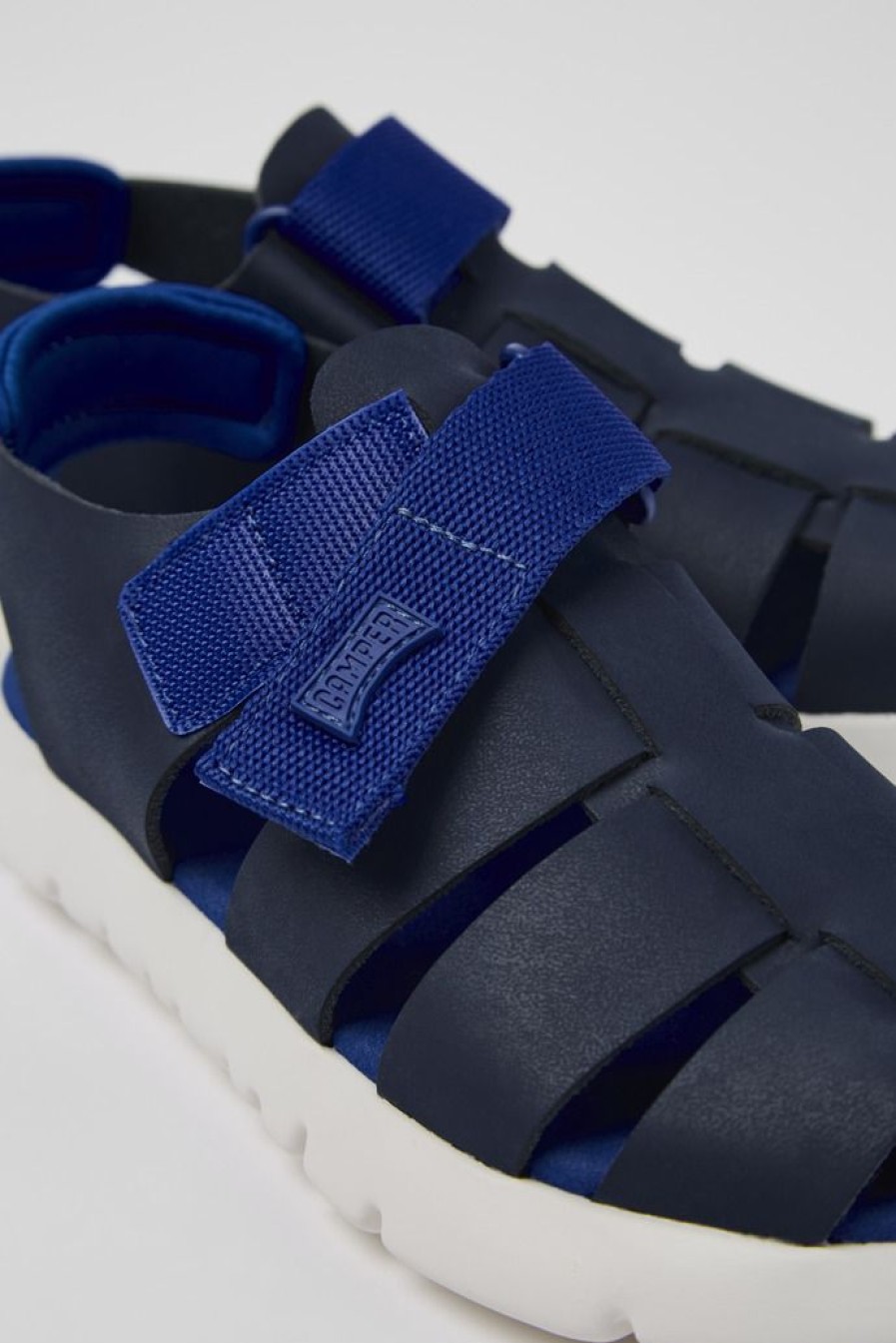 Camper Sandalias | Sandalia De Piel Y Tejido Azul